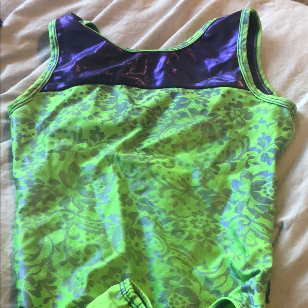 Green and Purple flower gymnastics leotard!
